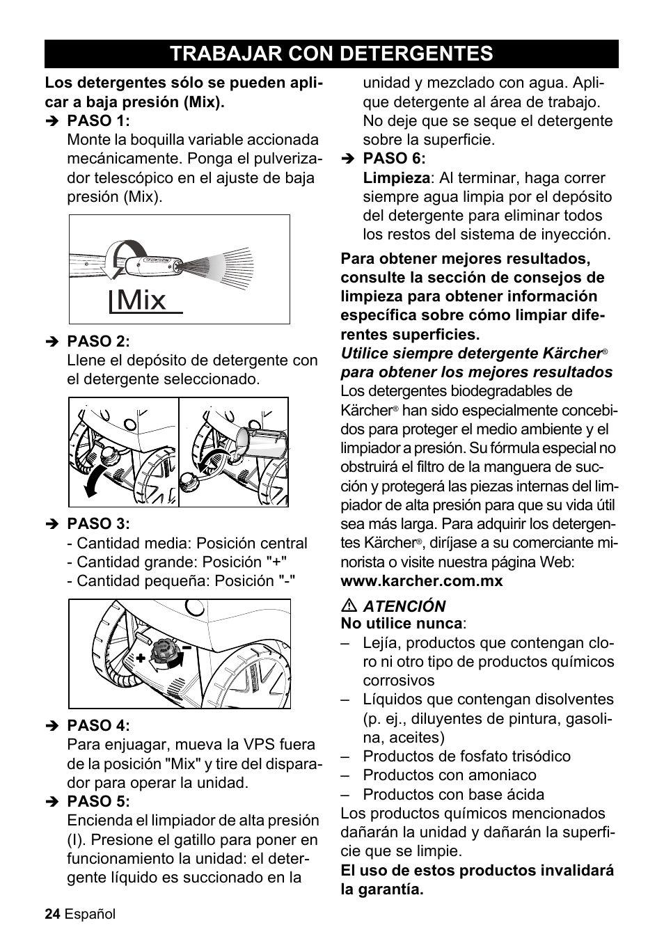 Trabajar con detergentes | Karcher K 5.85 M User Manual | Page 24 / 48