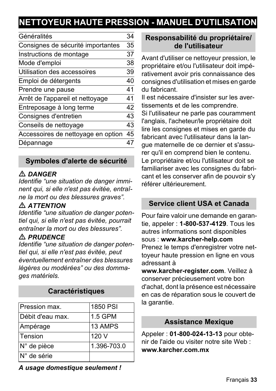 Nettoyeur haute pression - manuel d'utilisation | Karcher K 5.85 M User Manual | Page 33 / 48