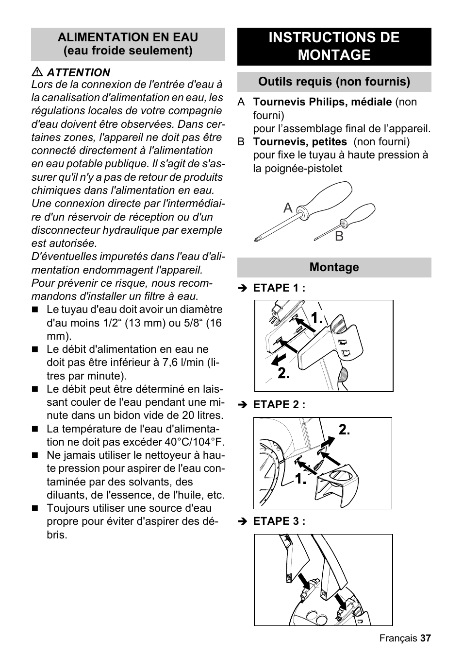 Instructions de montage | Karcher K 5.85 M User Manual | Page 37 / 48