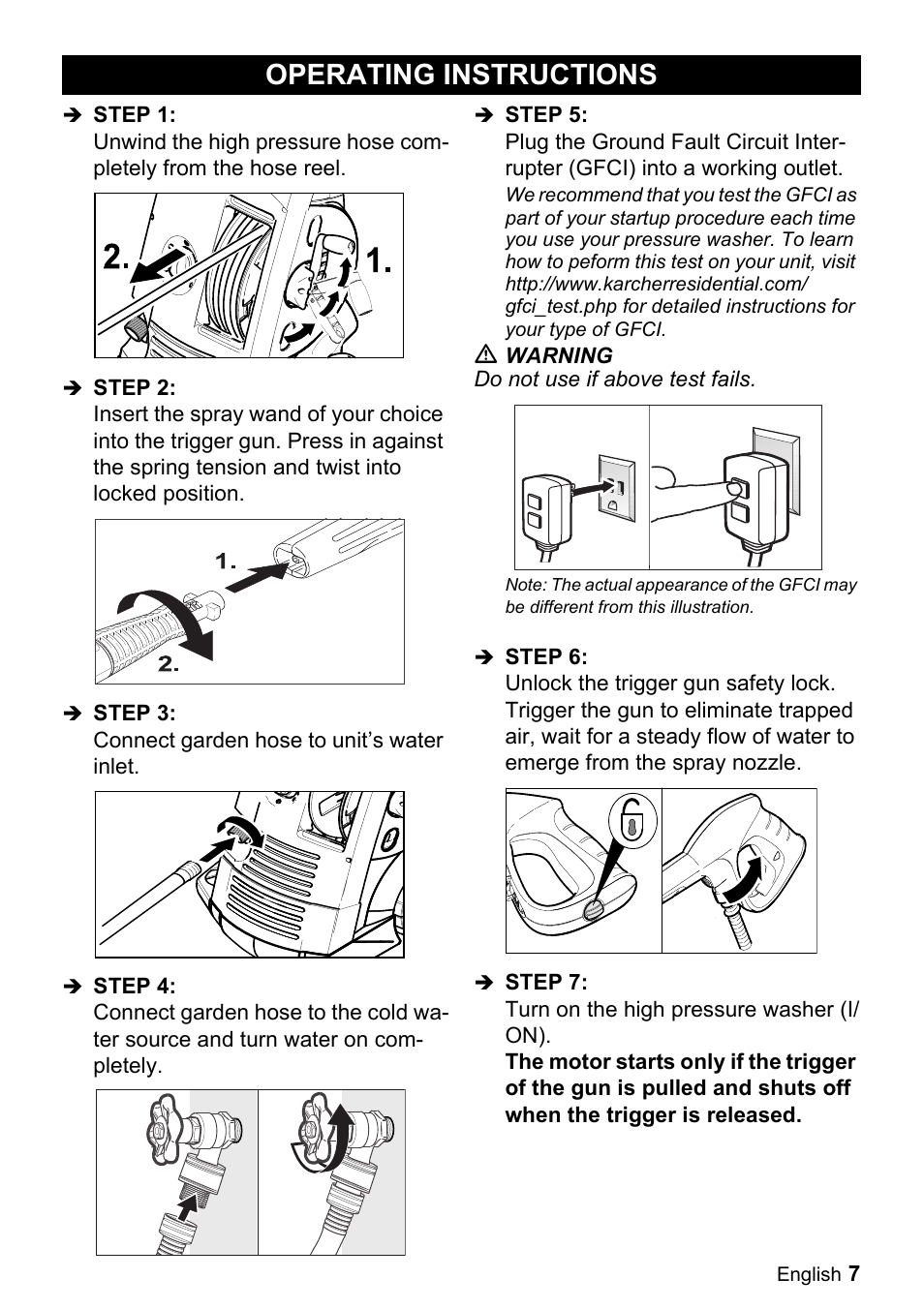 Operating instructions | Karcher K 5.85 M User Manual | Page 7 / 48