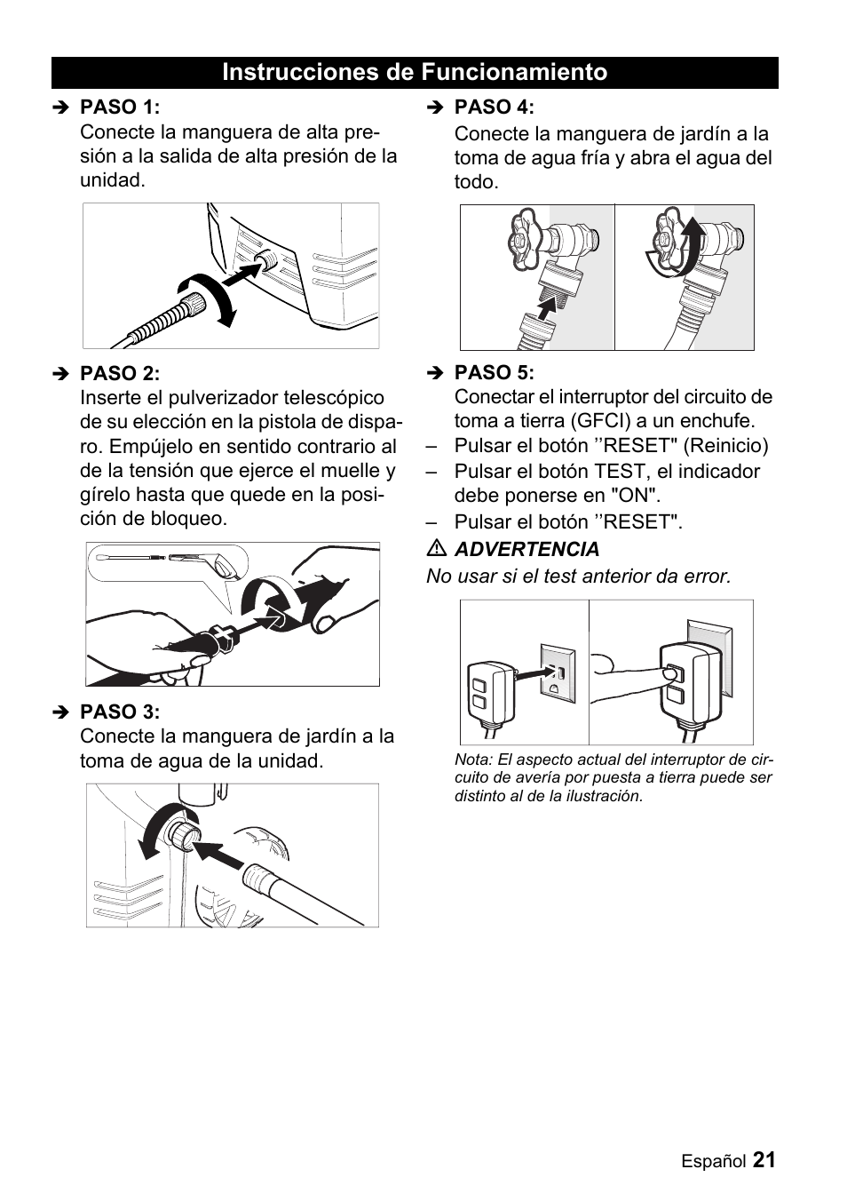 Instrucciones de funcionamiento | Karcher K 2.26M User Manual | Page 21 / 48