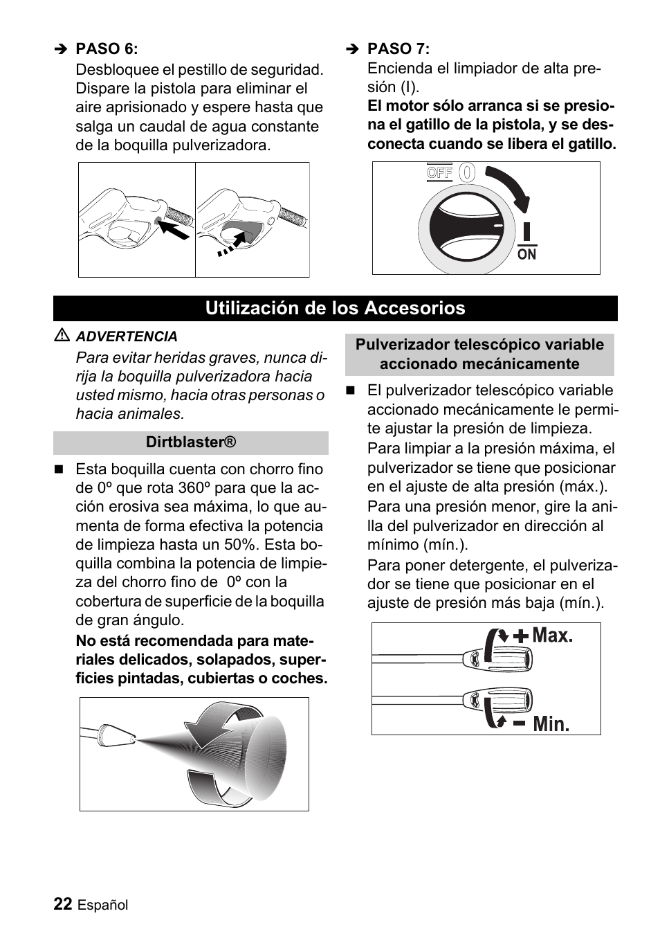 Utilización de los accesorios | Karcher K 2.26M User Manual | Page 22 / 48