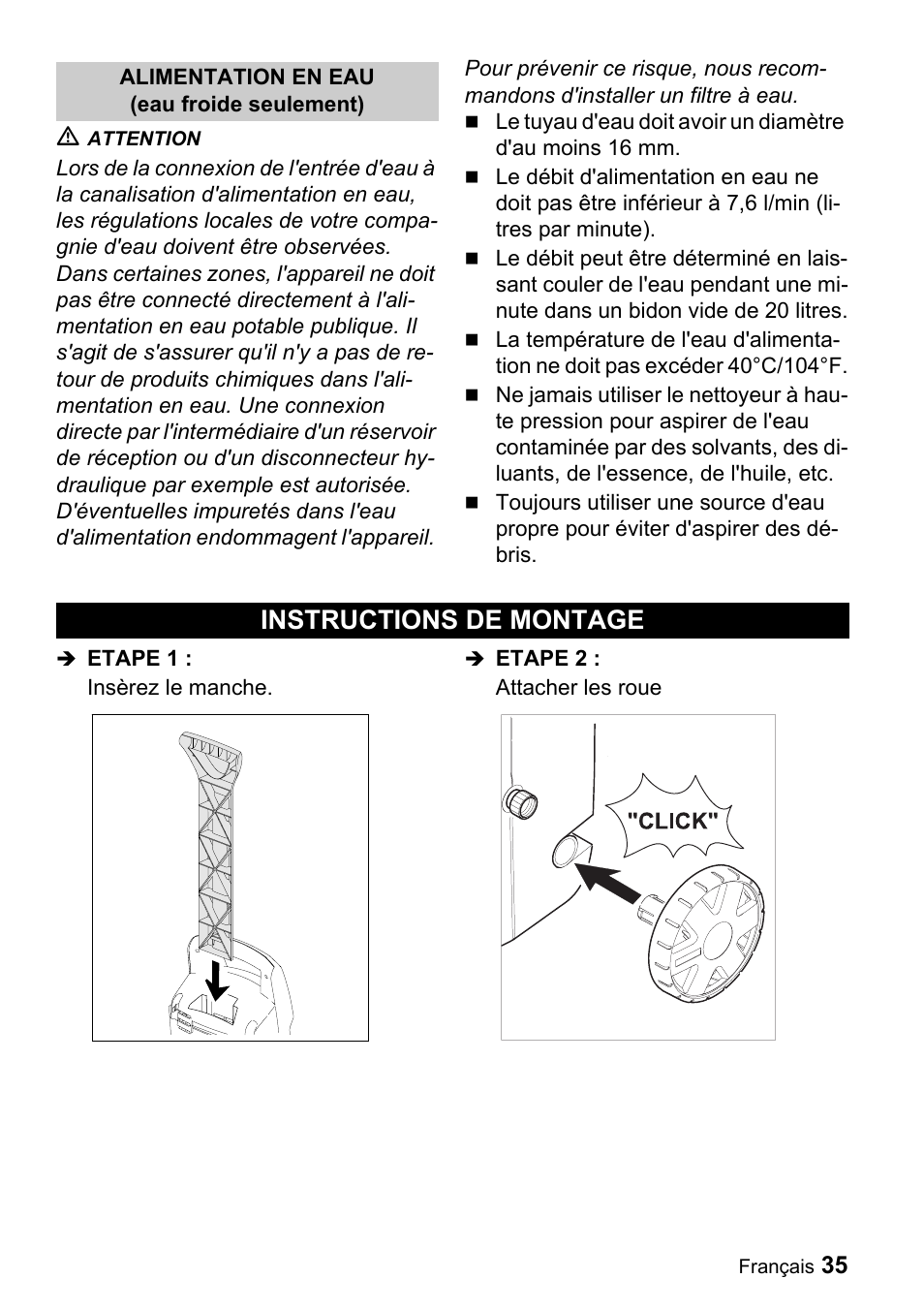 Instructions de montage | Karcher K 2.26M User Manual | Page 35 / 48