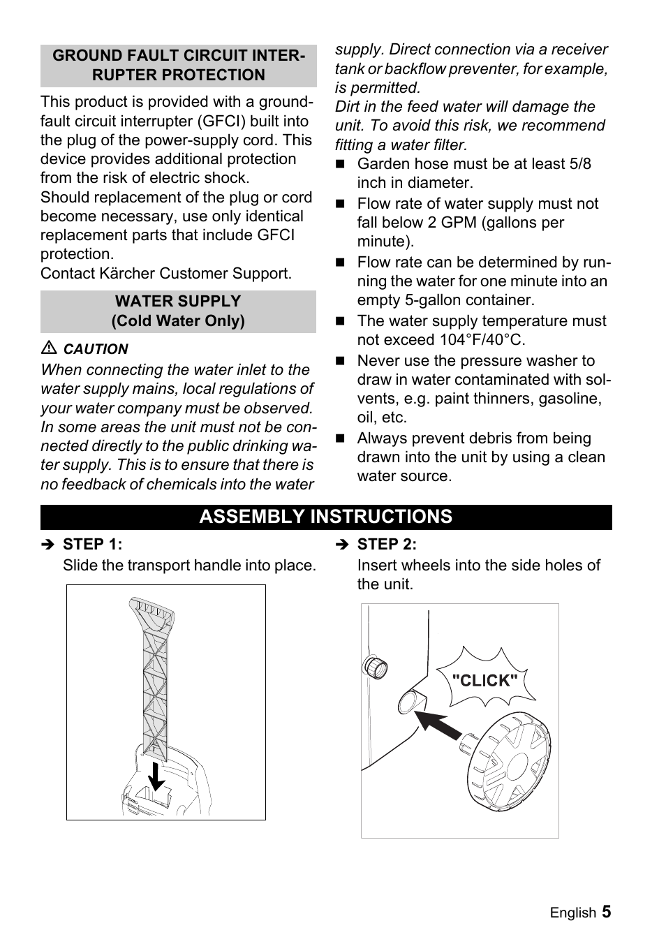 Assembly instructions | Karcher K 2.26M User Manual | Page 5 / 48