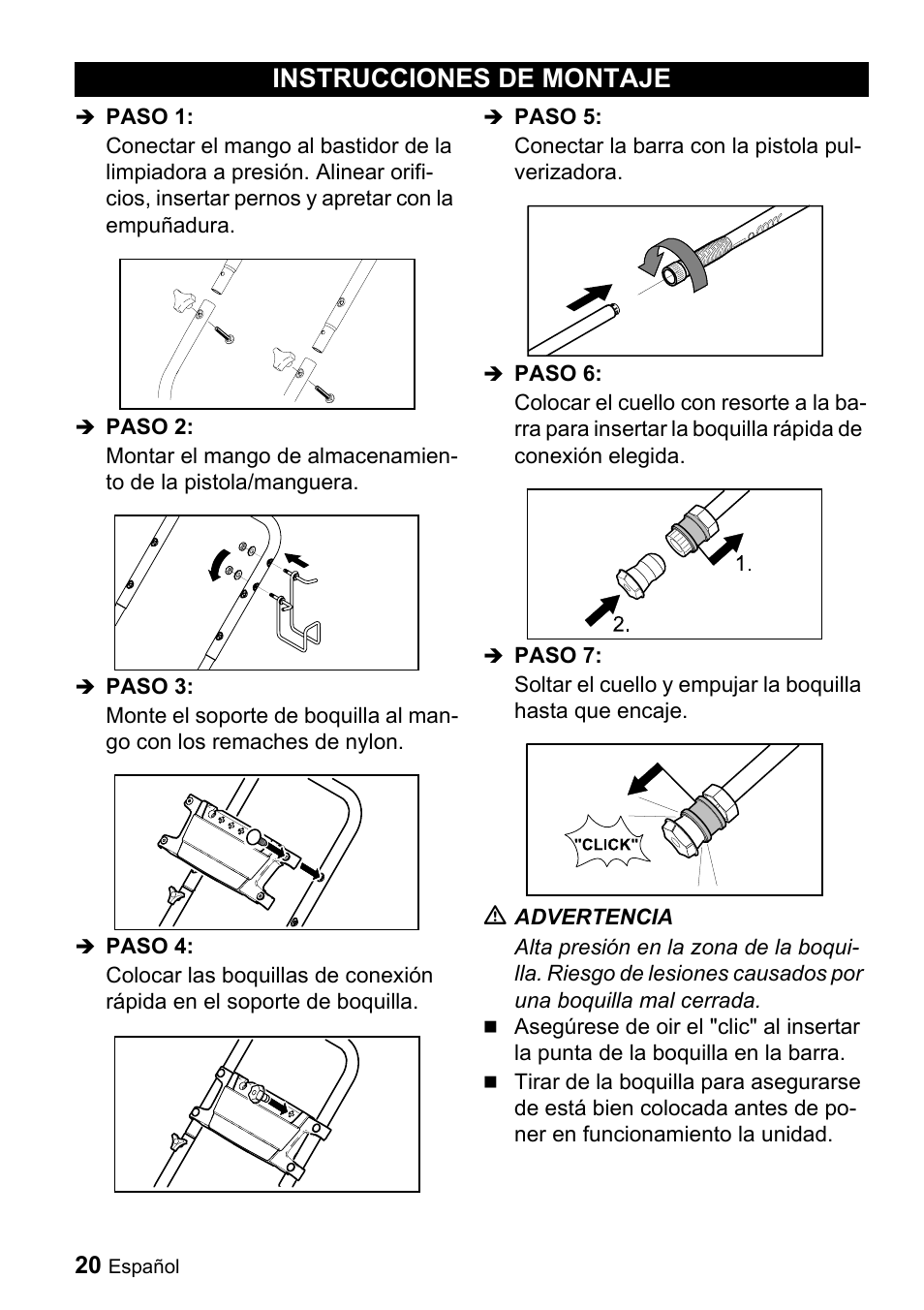 Instrucciones de montaje | Karcher G 2600 PH User Manual | Page 20 / 47