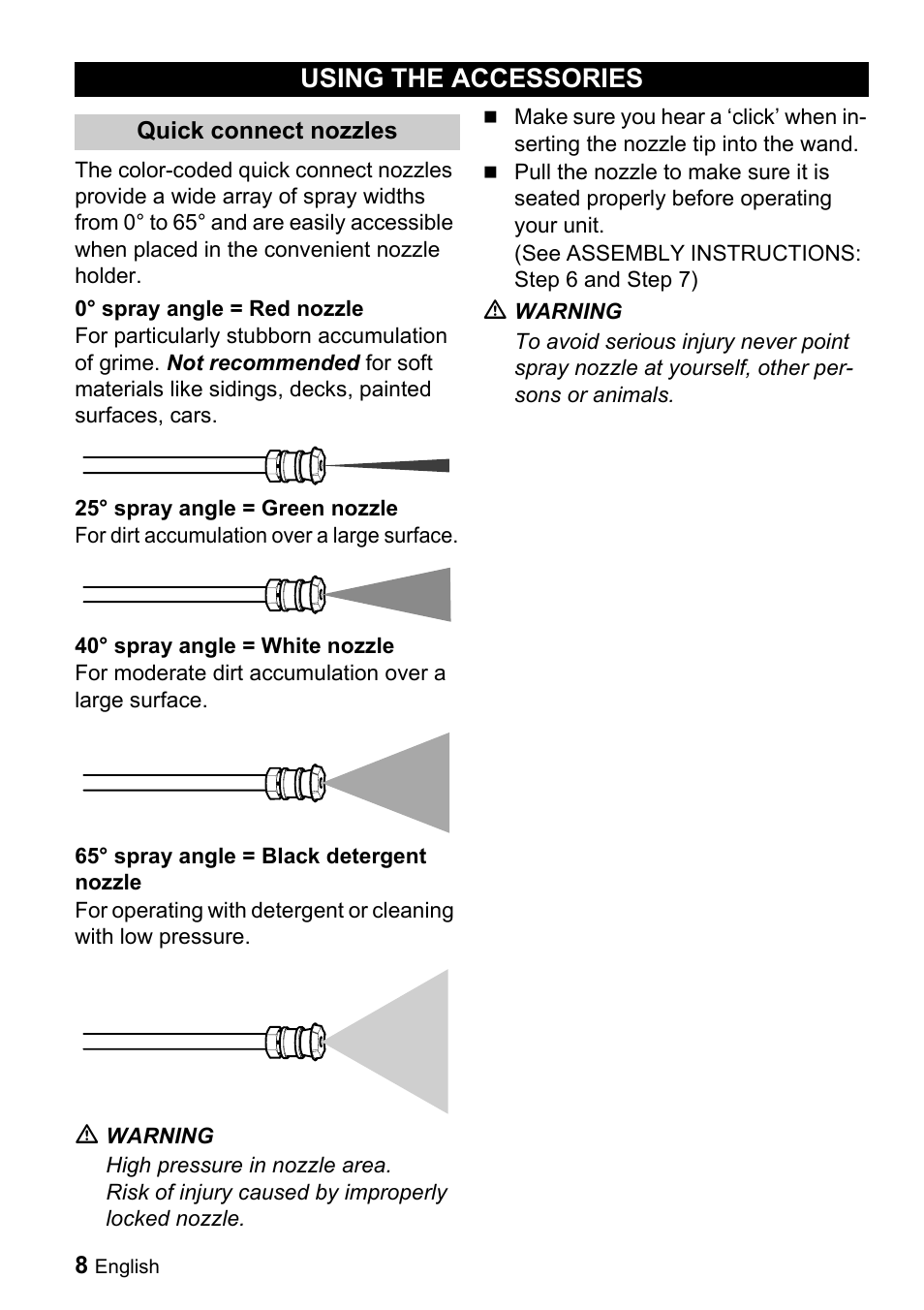 Using the accessories | Karcher G 2600 PH User Manual | Page 8 / 47