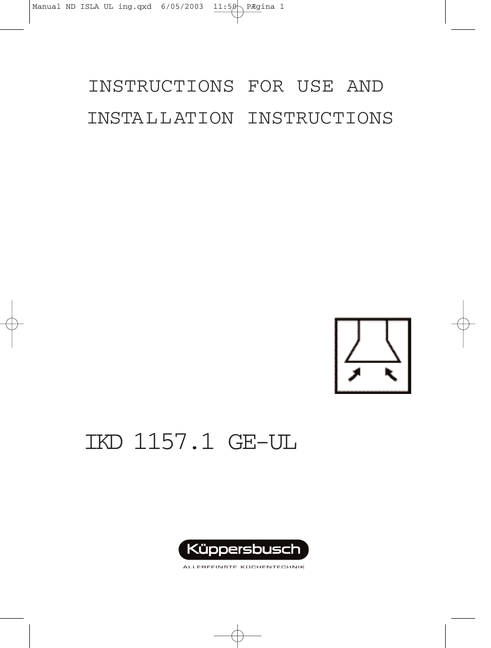 Kuppersbusch USA IKD 1157.1 GE-UL User Manual | 9 pages