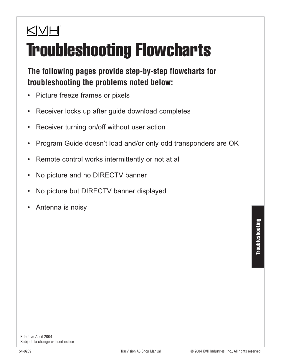 Troubleshooting flowcharts | KVH Industries KVH TracVision User Manual | Page 24 / 32