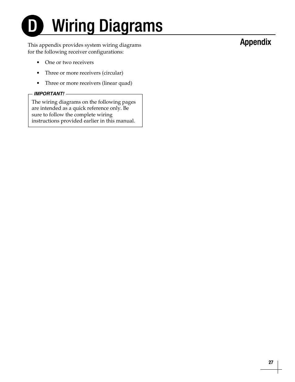 Wiring diagrams, Wiring diagrams, 27, Wiring diagrams d | Appendix | KVH Industries TracVisionM7 User Manual | Page 26 / 31