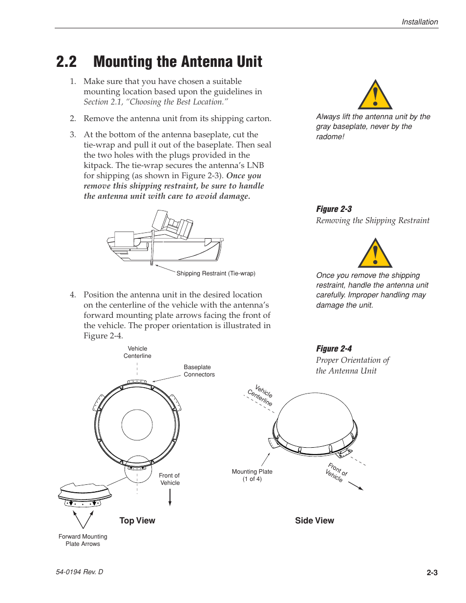 2 - mounting the antenna unit, 2 mounting the antenna unit | KVH Industries LF User Manual | Page 14 / 69