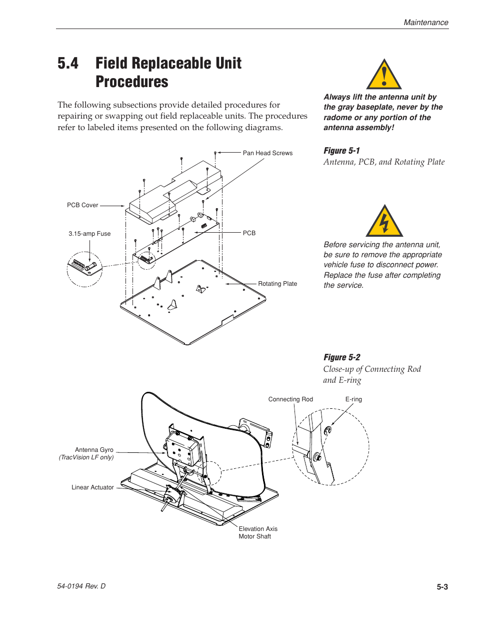 4 - field replaceable unit procedures, 4 field replaceable unit procedures | KVH Industries LF User Manual | Page 40 / 69