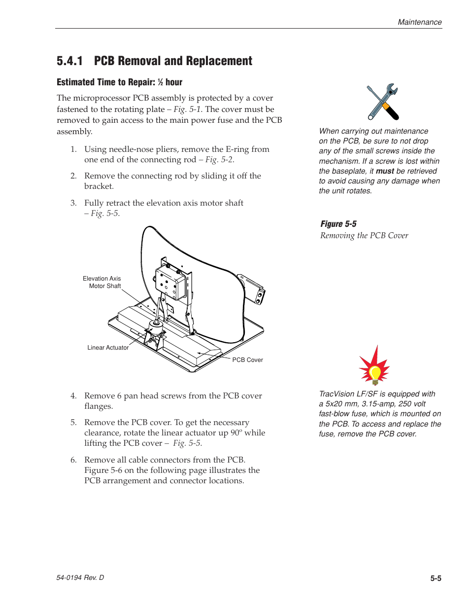 1 - pcb removal and replacement, 1 pcb removal and replacement | KVH Industries LF User Manual | Page 42 / 69