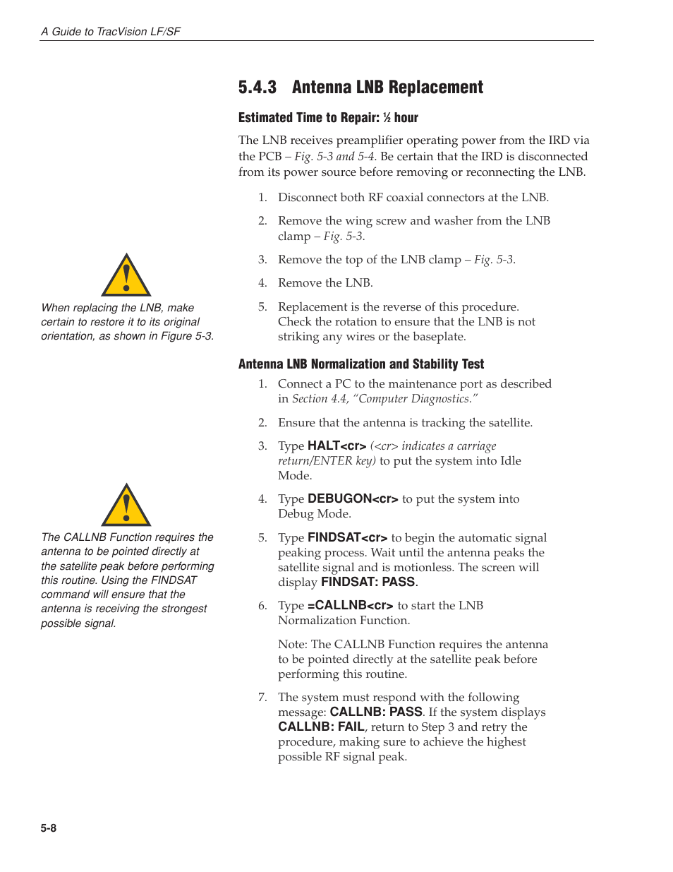 3 - antenna lnb replacement, 3 antenna lnb replacement | KVH Industries LF User Manual | Page 45 / 69