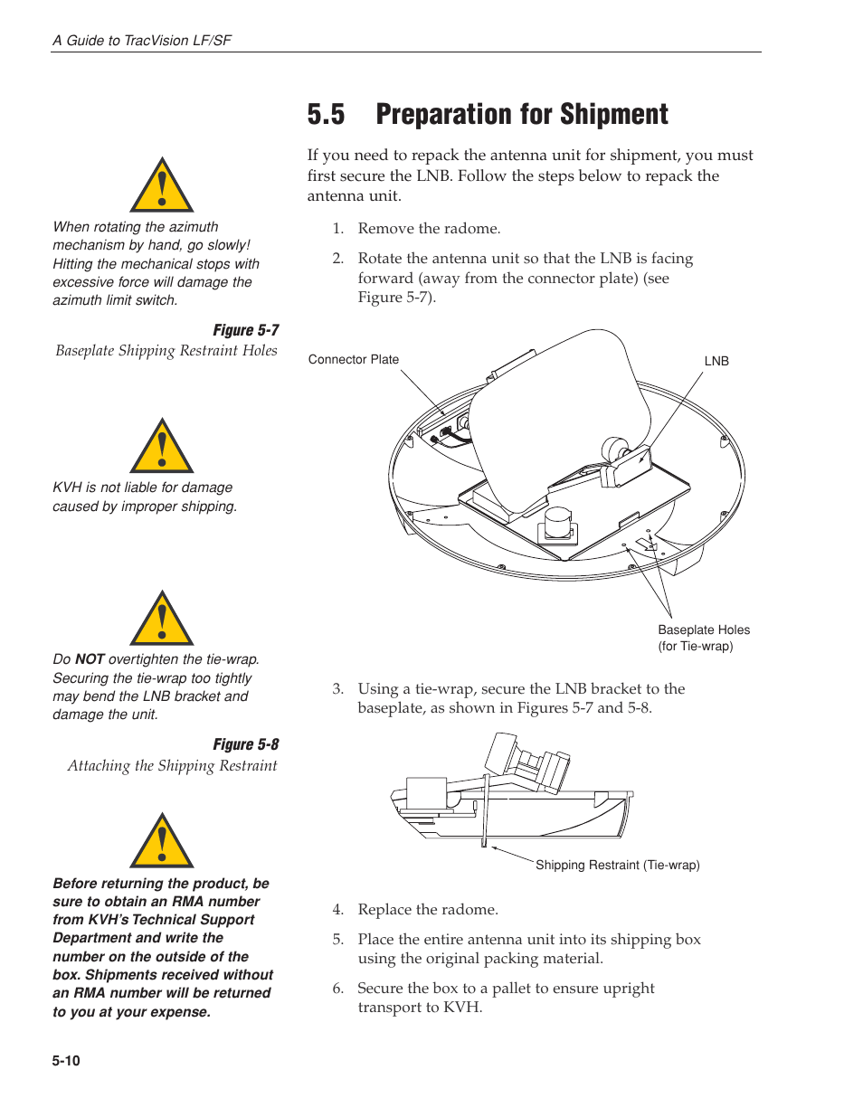 5 - preparation for shipment, 5 preparation for shipment | KVH Industries LF User Manual | Page 47 / 69