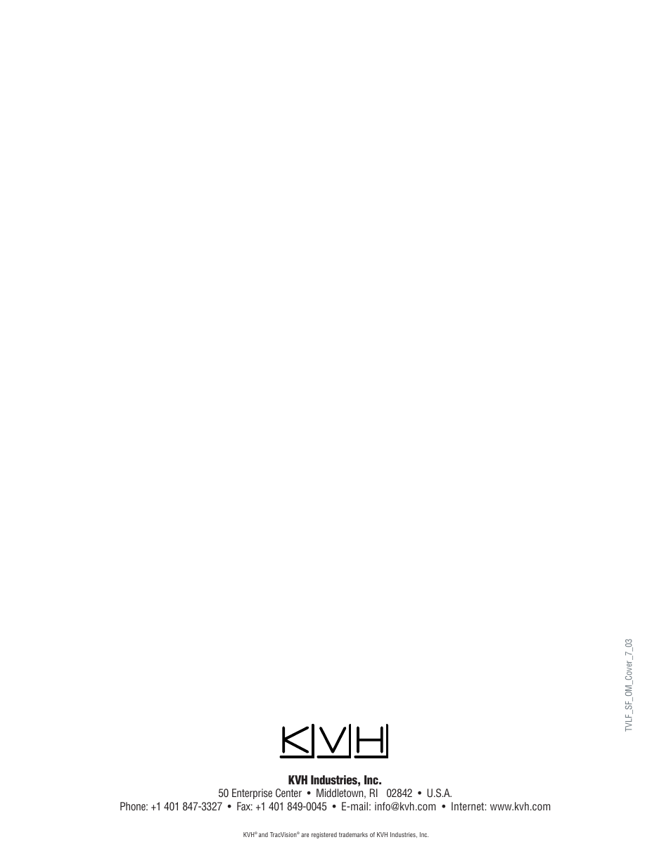 Kvh industries, inc | KVH Industries LF User Manual | Page 69 / 69