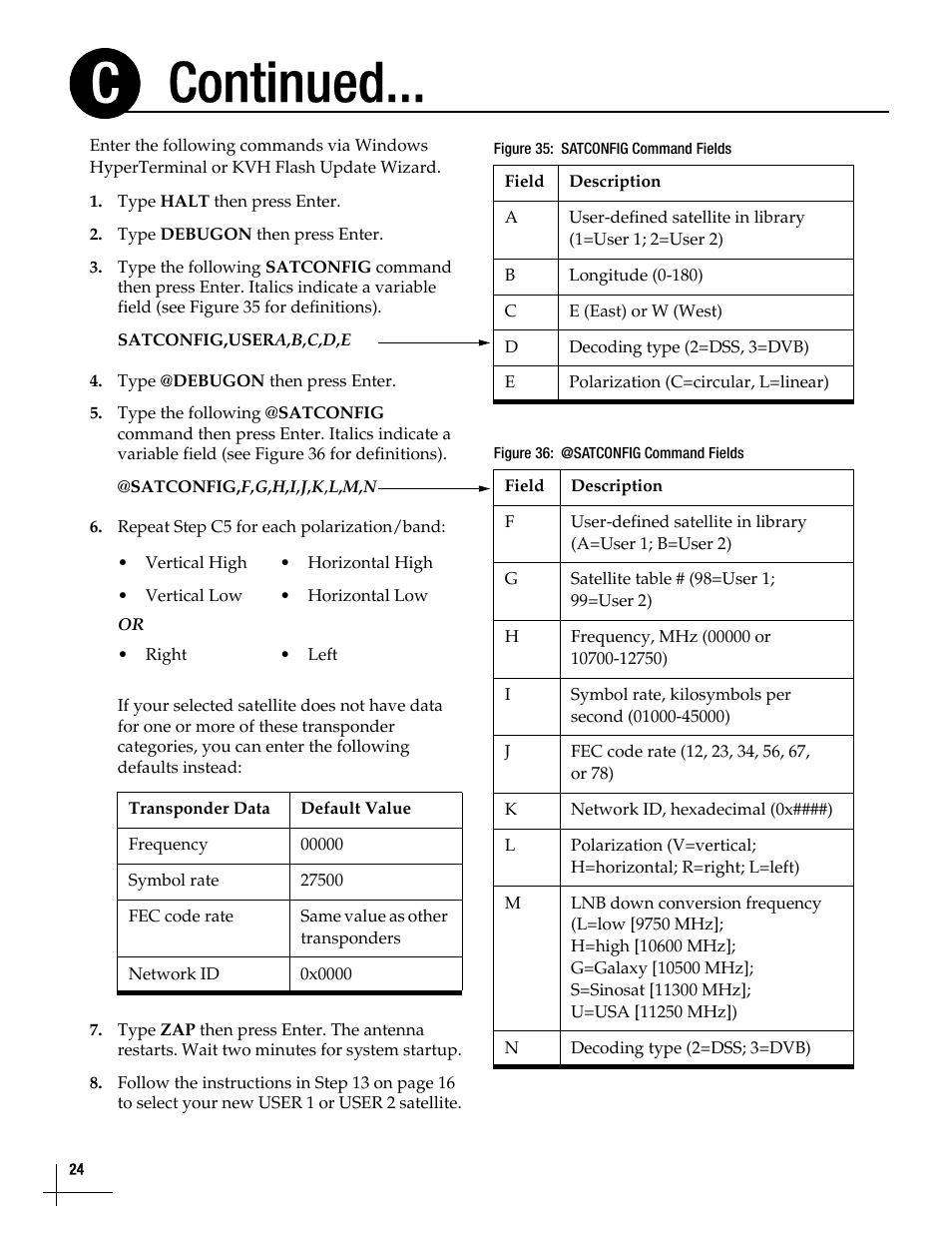 Continued... c | KVH Industries TracVisionM5 User Manual | Page 23 / 29