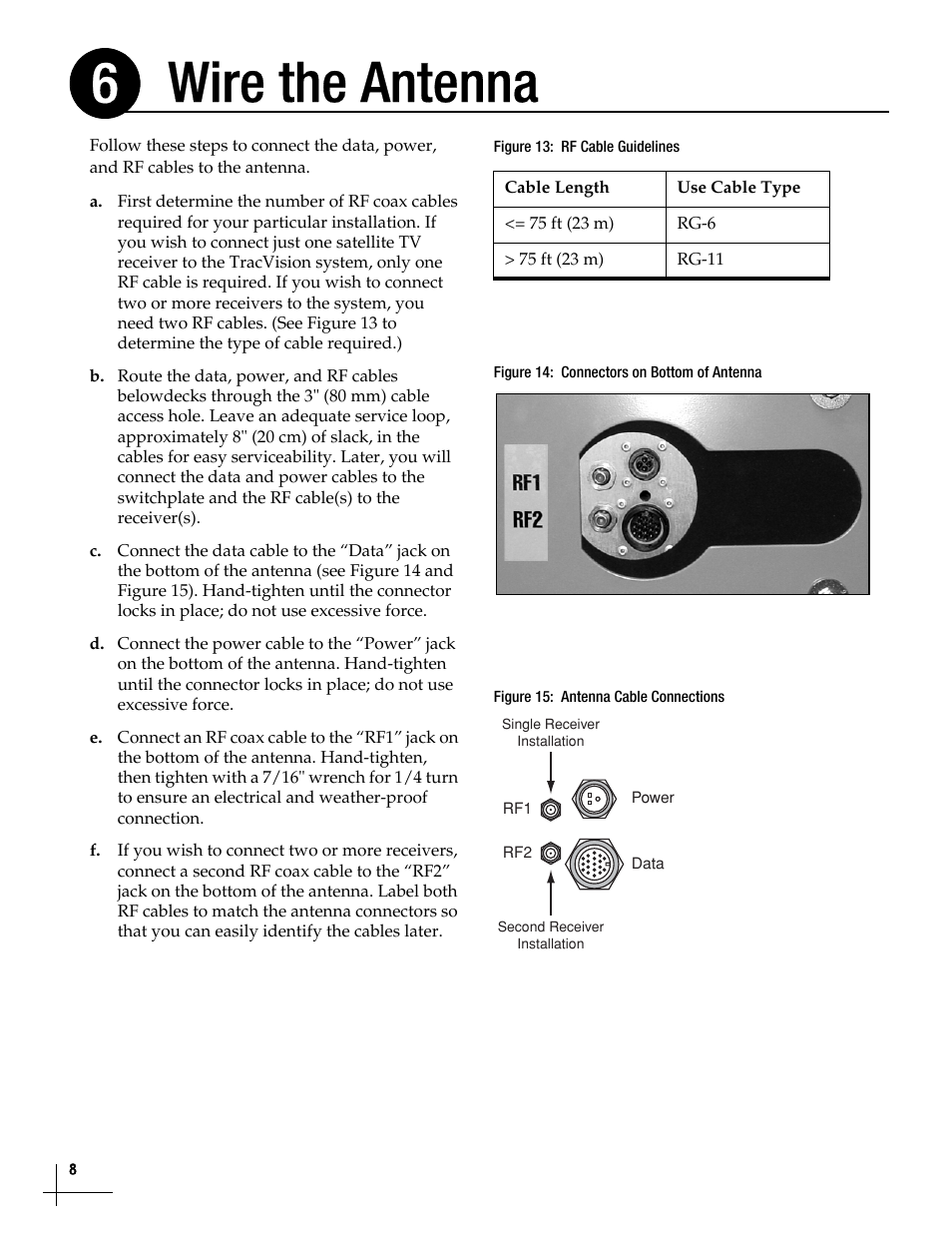 Wire the antenna, Wire the antenna, 8, Wire the antenna 6 | KVH Industries TracVisionM5 User Manual | Page 8 / 29