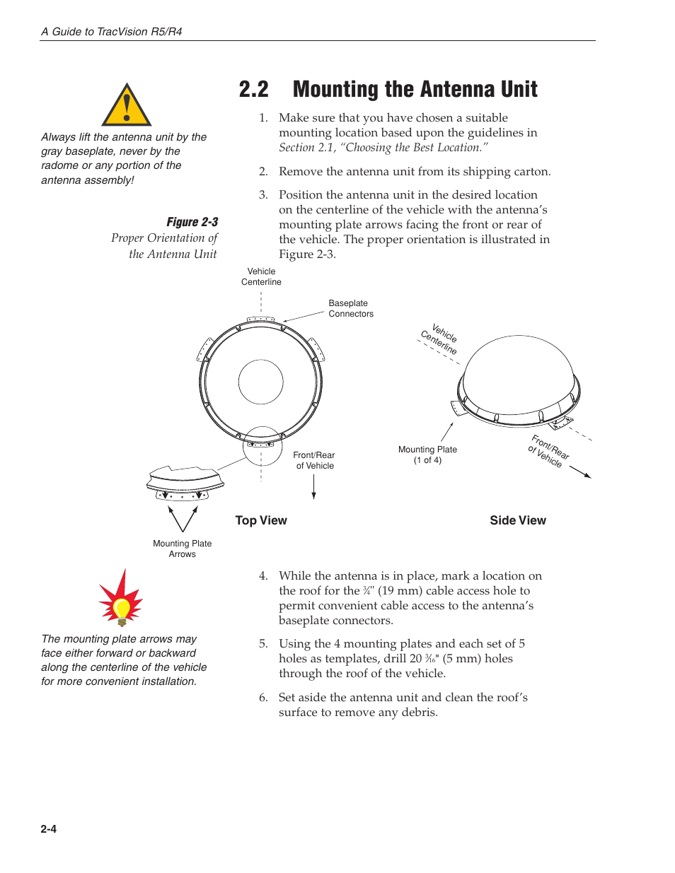 2 - mounting the antenna unit, 2 mounting the antenna unit | KVH Industries TracVision R4 User Manual | Page 15 / 65