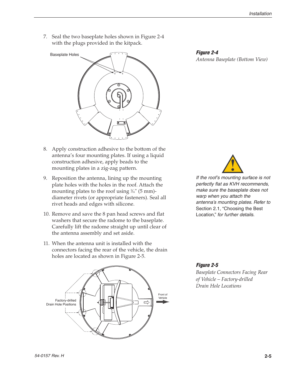 Figure 2-4 antenna baseplate (bottom view) | KVH Industries TracVision R4 User Manual | Page 16 / 65