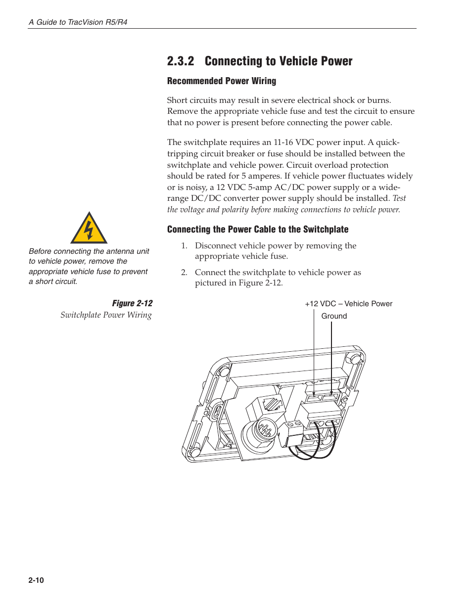 2 - connecting to vehicle power, 2 connecting to vehicle power | KVH Industries TracVision R4 User Manual | Page 21 / 65