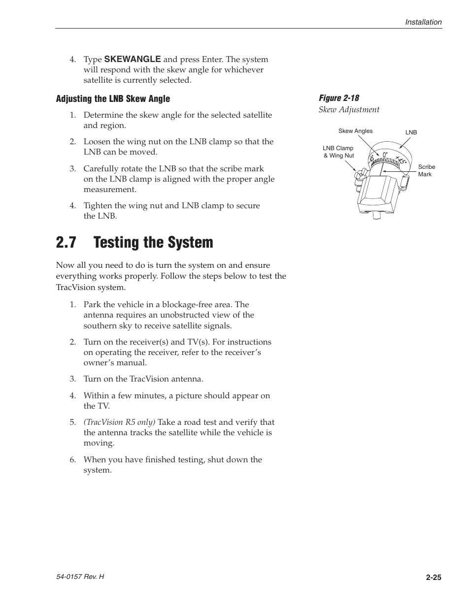 7 - testing the system, 7 testing the system | KVH Industries TracVision R4 User Manual | Page 36 / 65