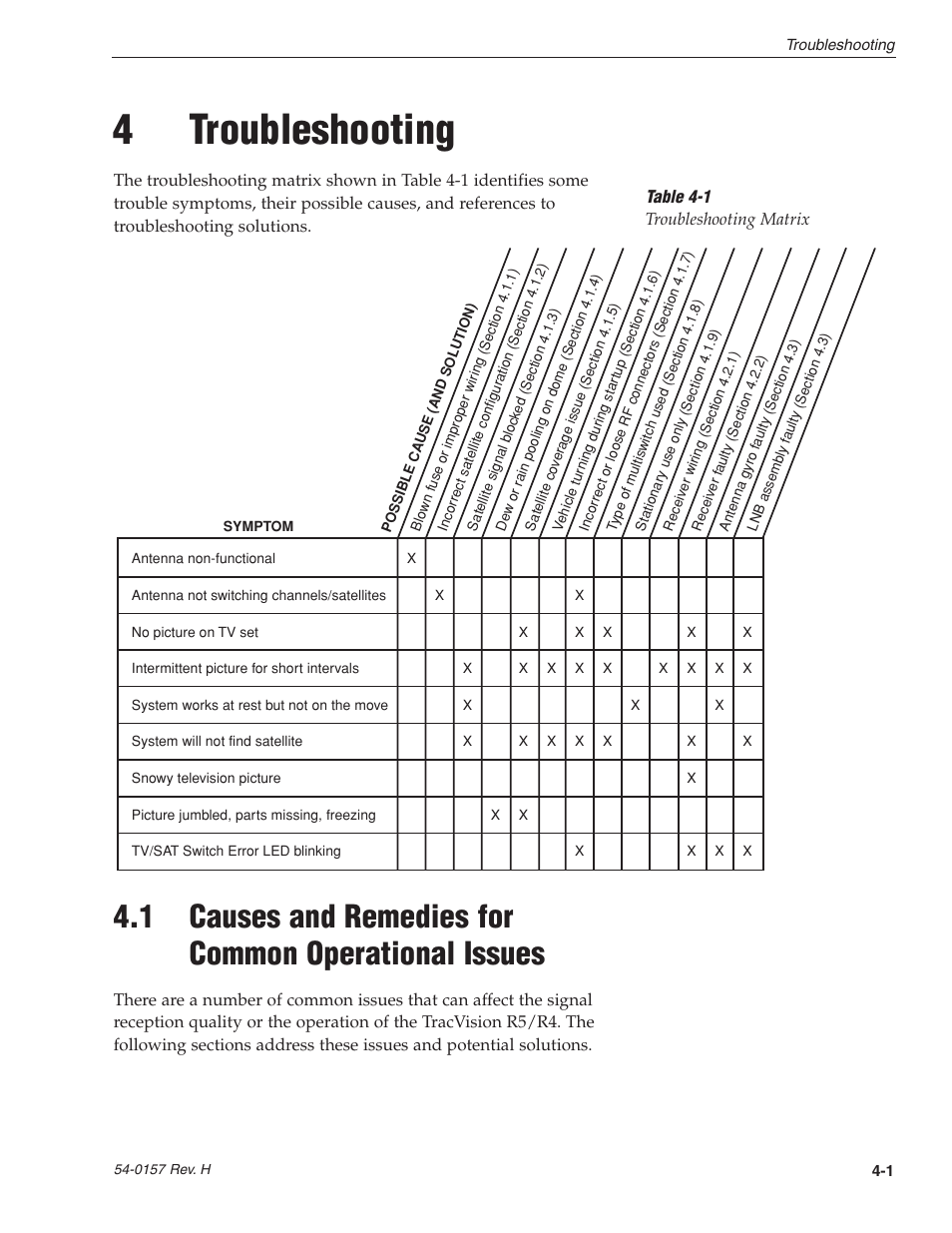 4 - troubleshooting, 4troubleshooting | KVH Industries TracVision R4 User Manual | Page 48 / 65