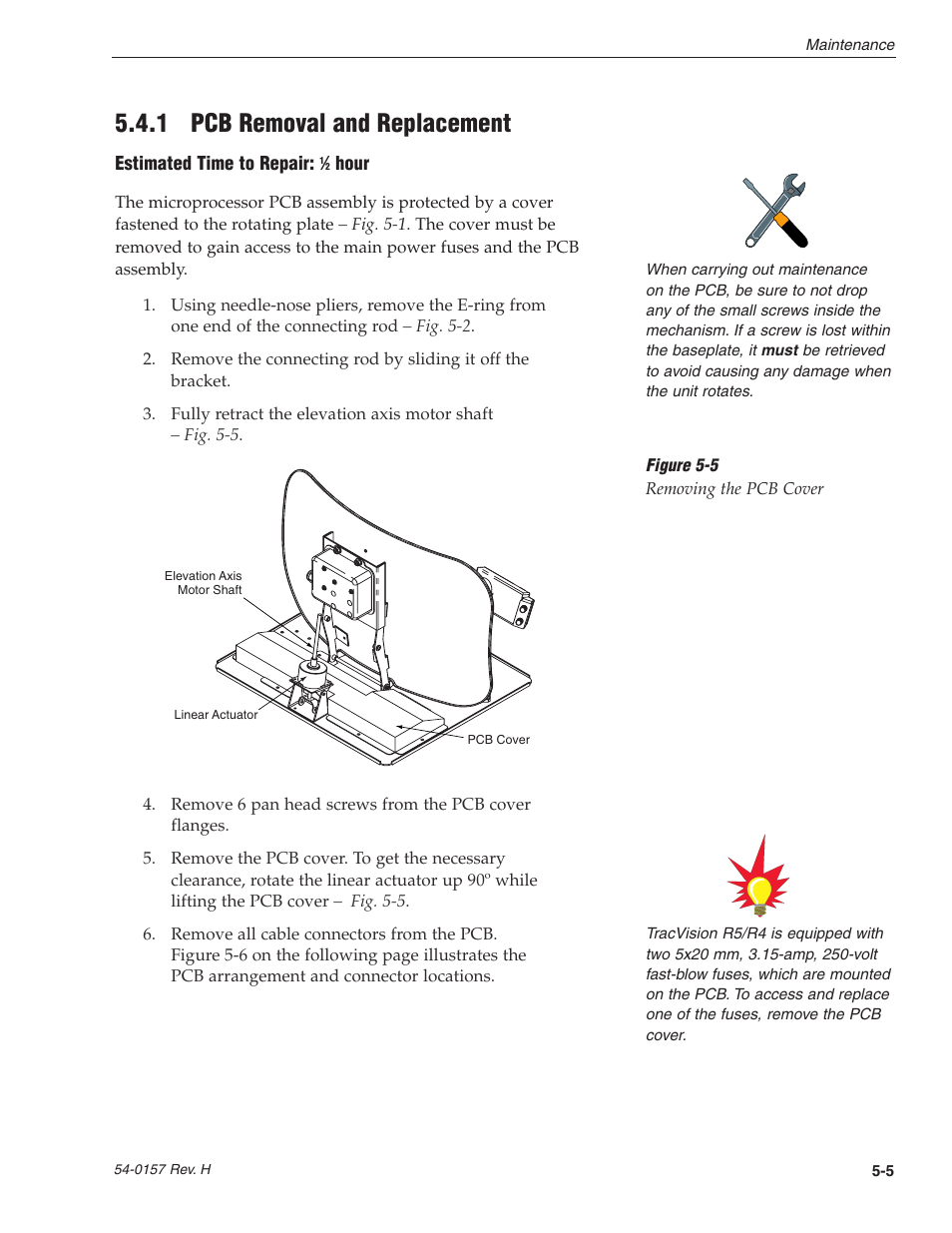 1 - pcb removal and replacement, 1 pcb removal and replacement | KVH Industries TracVision R4 User Manual | Page 58 / 65