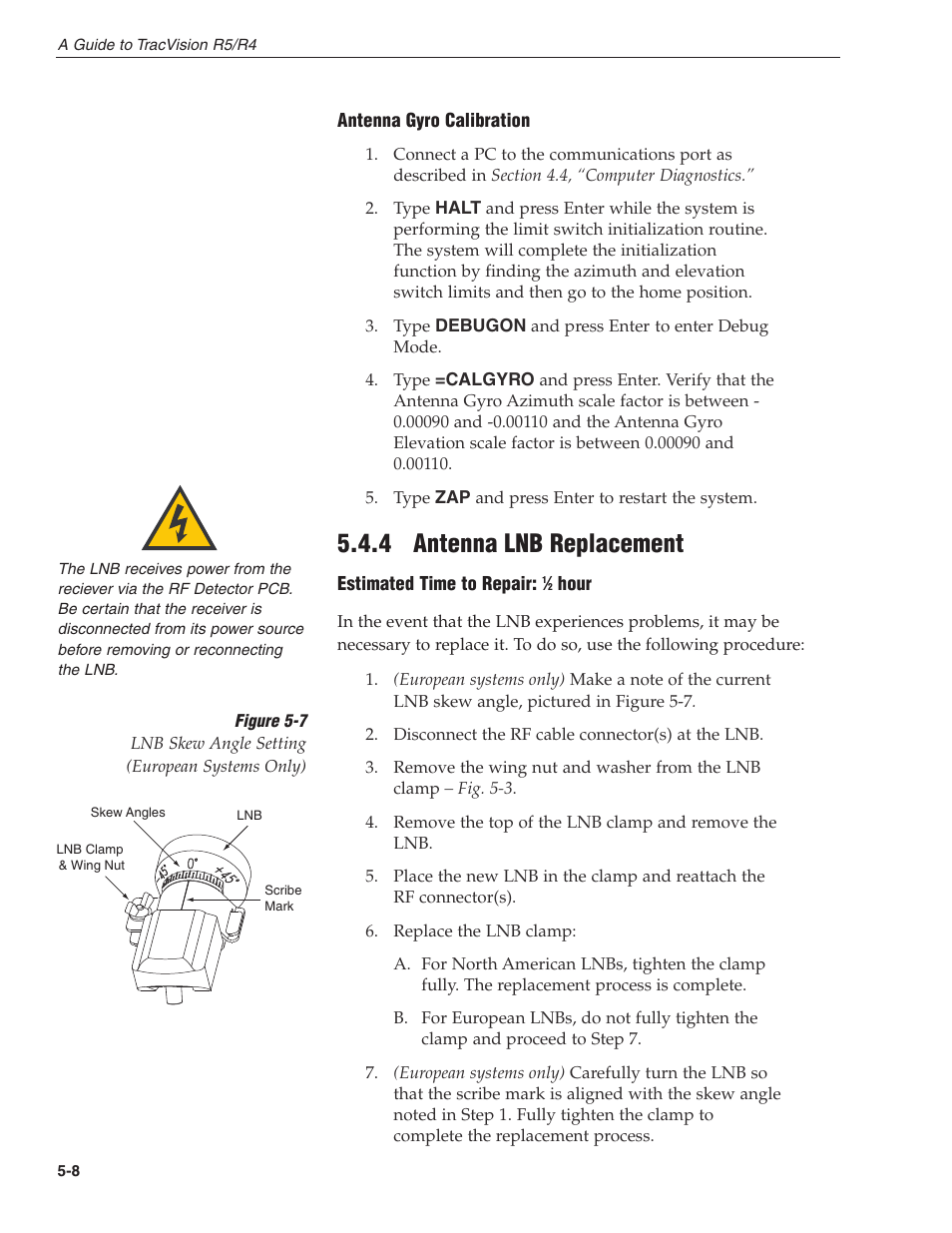 4 - antenna lnb replacement, 4 antenna lnb replacement | KVH Industries TracVision R4 User Manual | Page 61 / 65