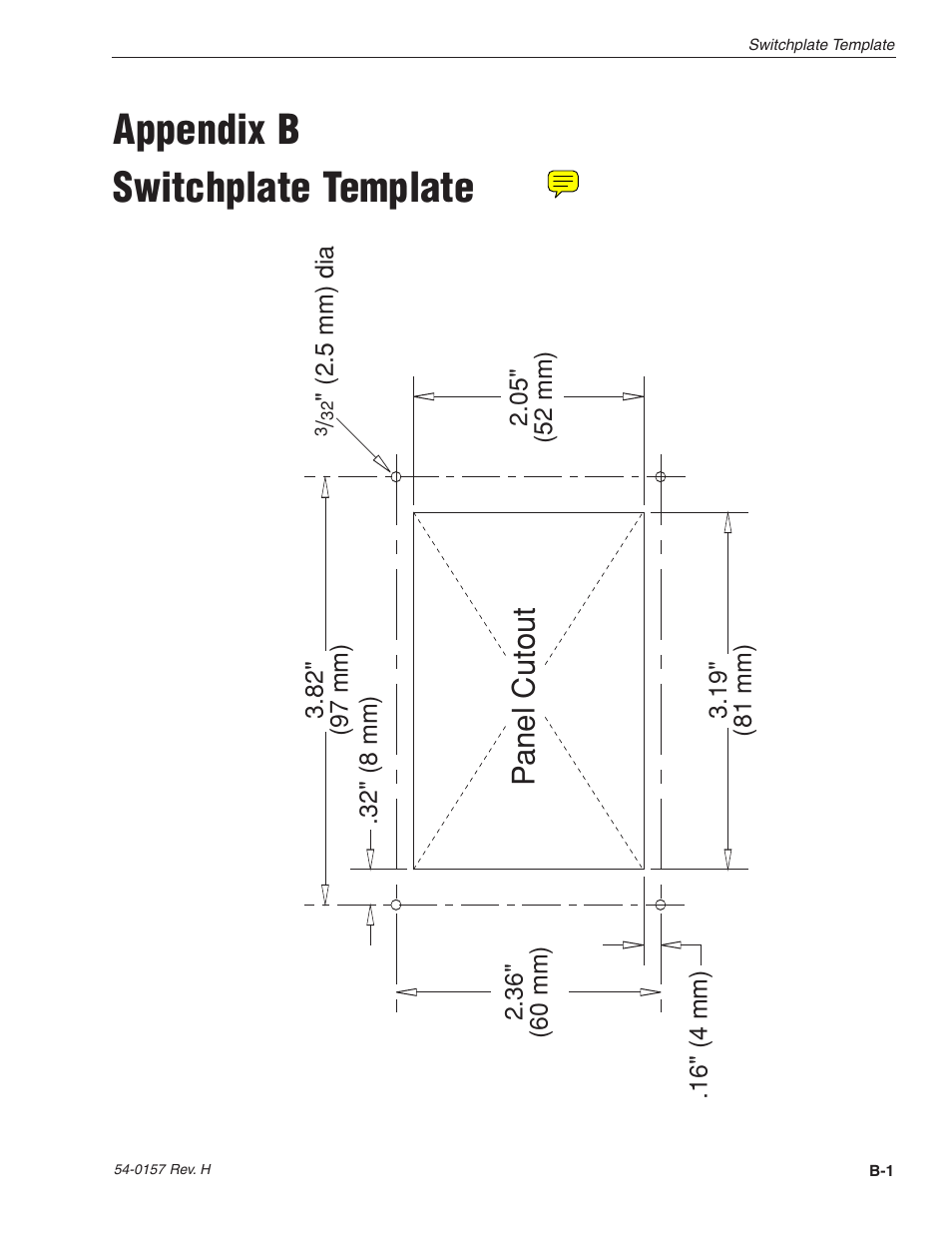 Appendix b - switchplate template, Appendix b switchplate template | KVH Industries TracVision R4 User Manual | Page 64 / 65