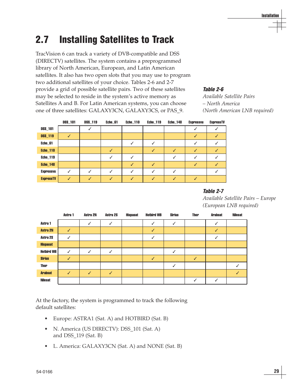 7 - installing satellites to track, 7 installing satellites to track | KVH Industries TracVision 6 User Manual | Page 33 / 88