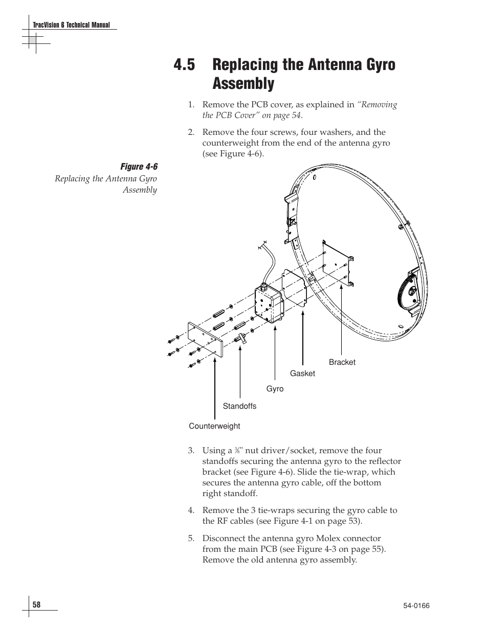 5 - replacing the antenna gyro assembly, 5 replacing the antenna gyro assembly | KVH Industries TracVision 6 User Manual | Page 59 / 88