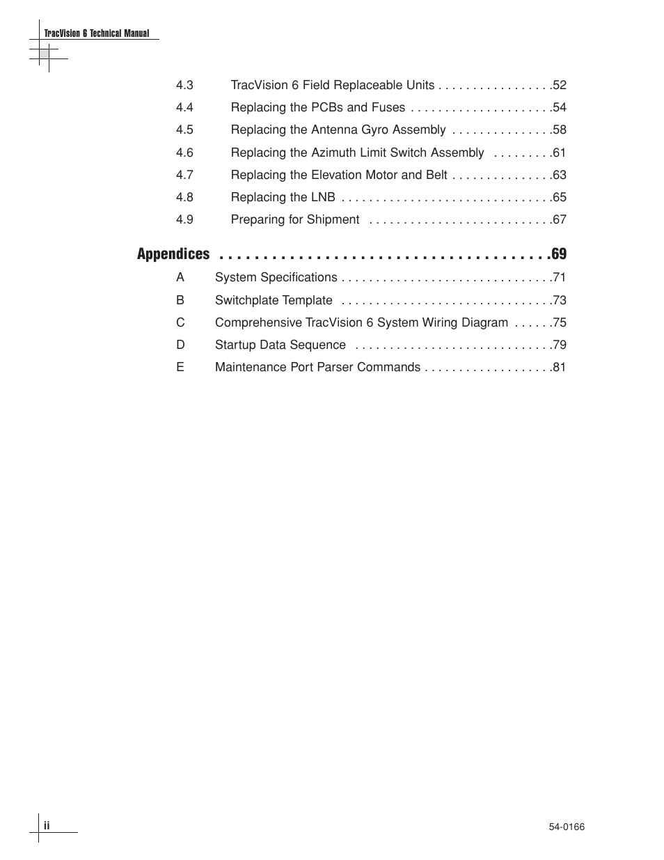 Appendices | KVH Industries TracVision 6 User Manual | Page 6 / 88