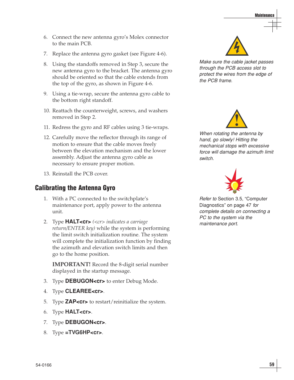 Calibrating the antenna gyro | KVH Industries TracVision 6 User Manual | Page 60 / 88