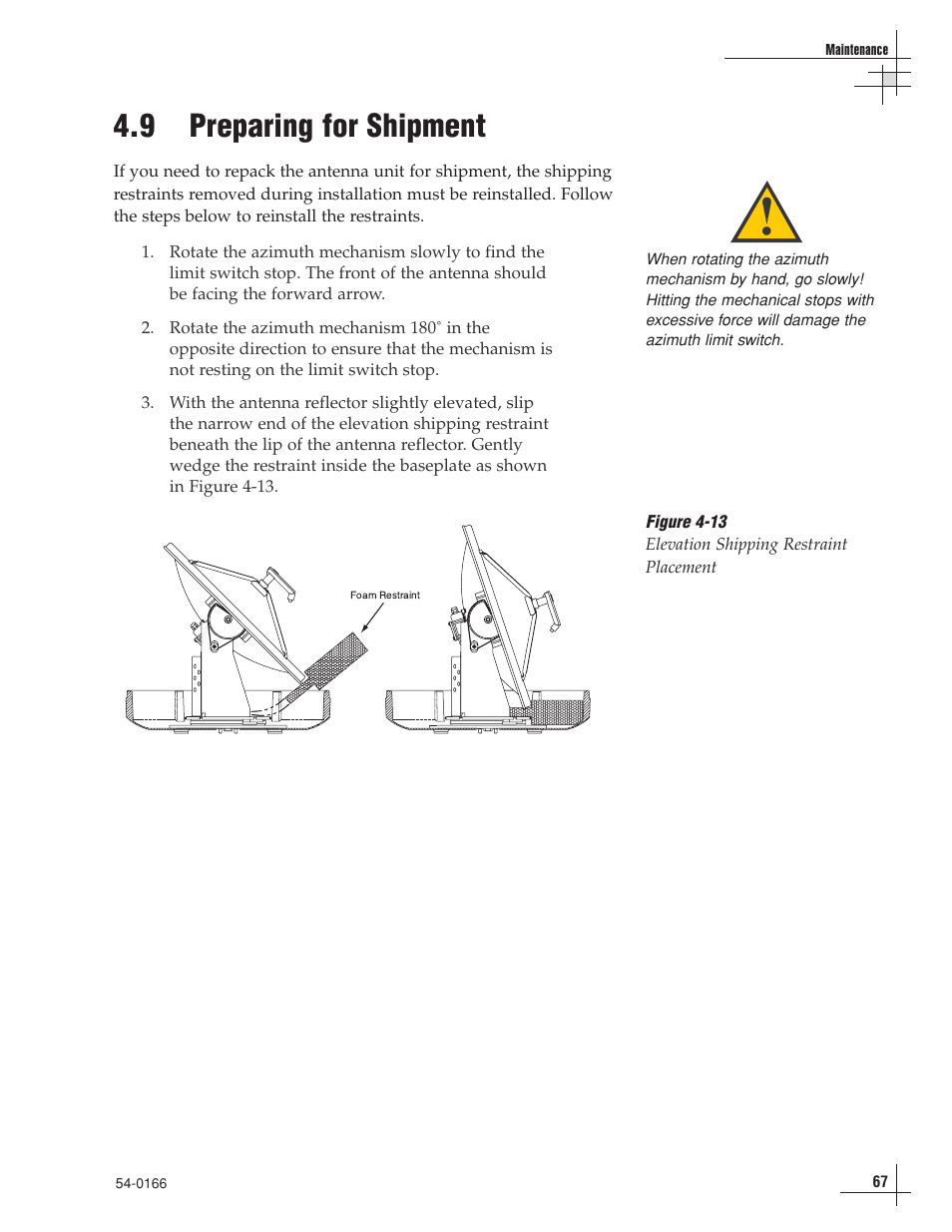 9 - preparing for shipment, 9 preparing for shipment | KVH Industries TracVision 6 User Manual | Page 68 / 88