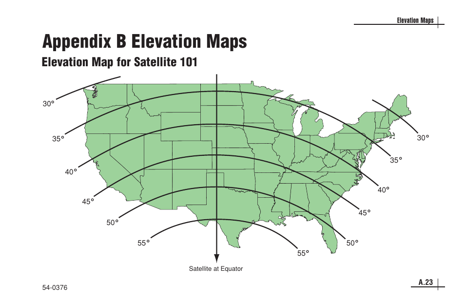 B - elevation maps, Appendix b elevation maps, Elevation map for satellite 101 | KVH Industries antenna system User Manual | Page 117 / 127