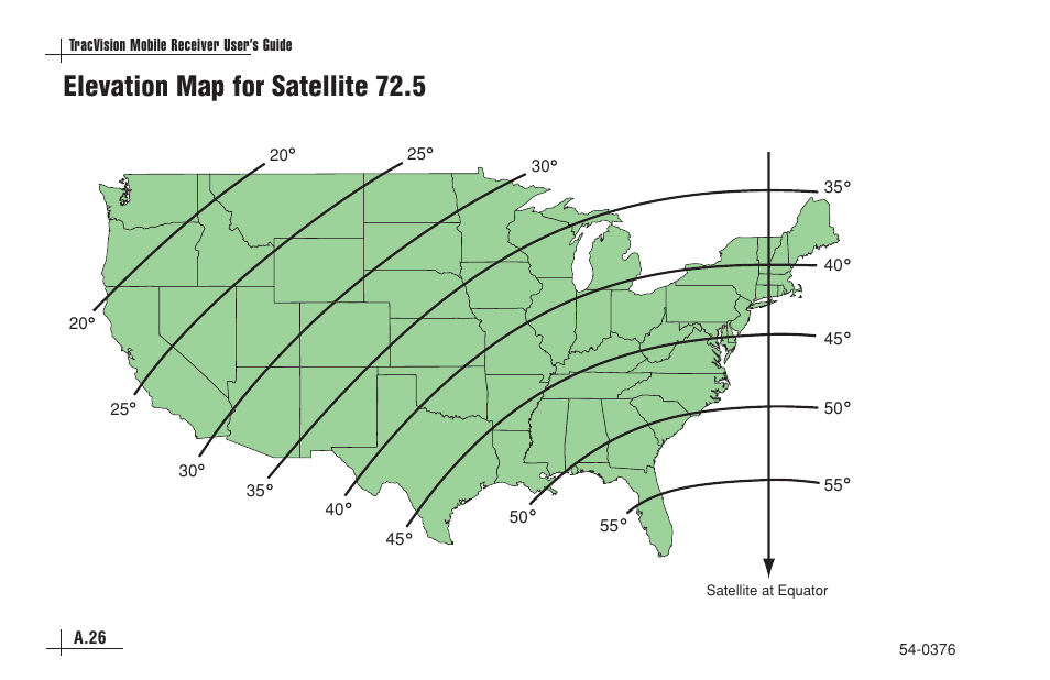 Elevation map for satellite 72.5 | KVH Industries antenna system User Manual | Page 120 / 127
