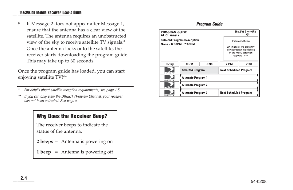 Why does the receiver beep | KVH Industries antenna system User Manual | Page 17 / 127