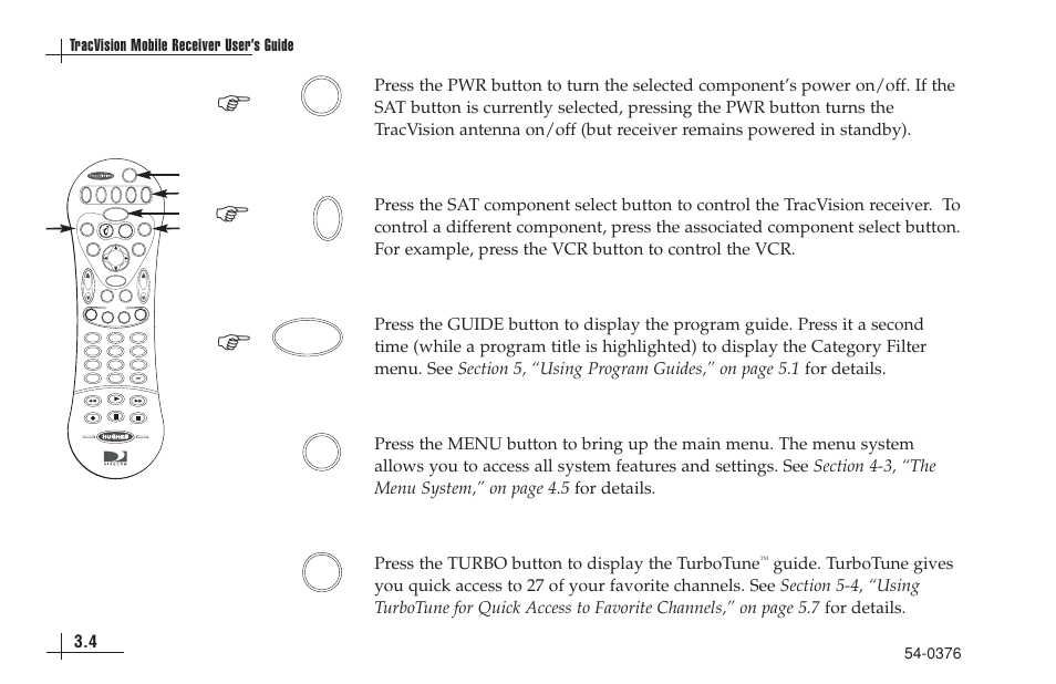Guide, Sat menu turbo | KVH Industries antenna system User Manual | Page 21 / 127