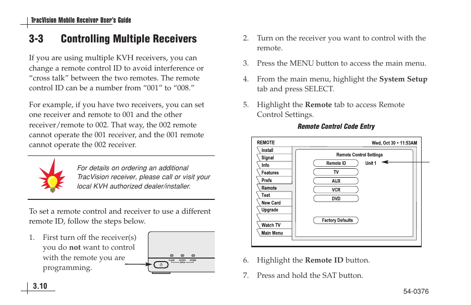 3 controlling multiple receivers | KVH Industries antenna system User Manual | Page 27 / 127