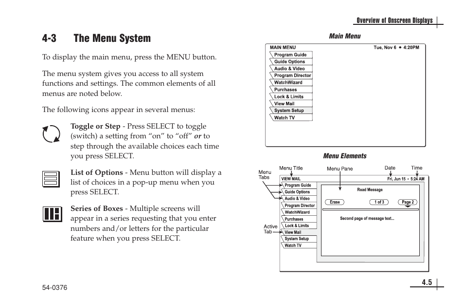 3 the menu system | KVH Industries antenna system User Manual | Page 32 / 127