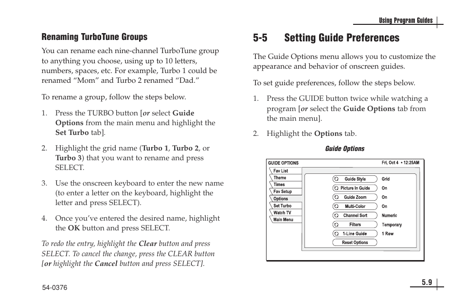 5 setting guide preferences | KVH Industries antenna system User Manual | Page 44 / 127