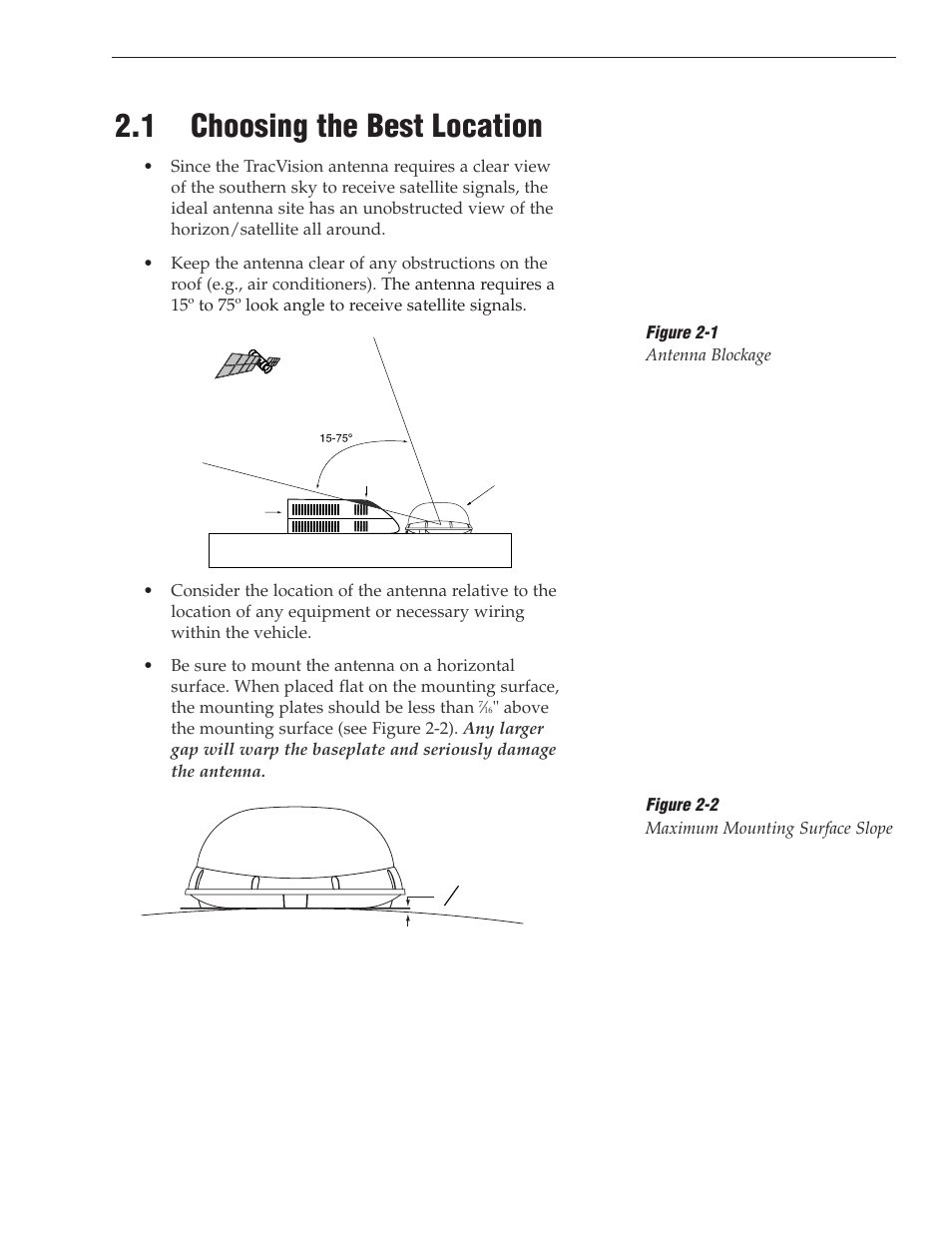 1 - choosing the best location, 1 choosing the best location | KVH Industries TracVision S3 User Manual | Page 14 / 77