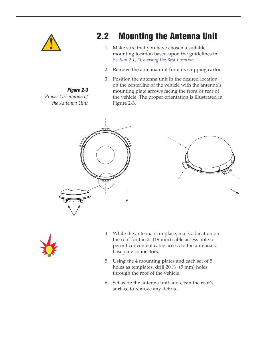 2 - mounting the antenna unit, 2 mounting the antenna unit | KVH Industries TracVision S3 User Manual | Page 15 / 77