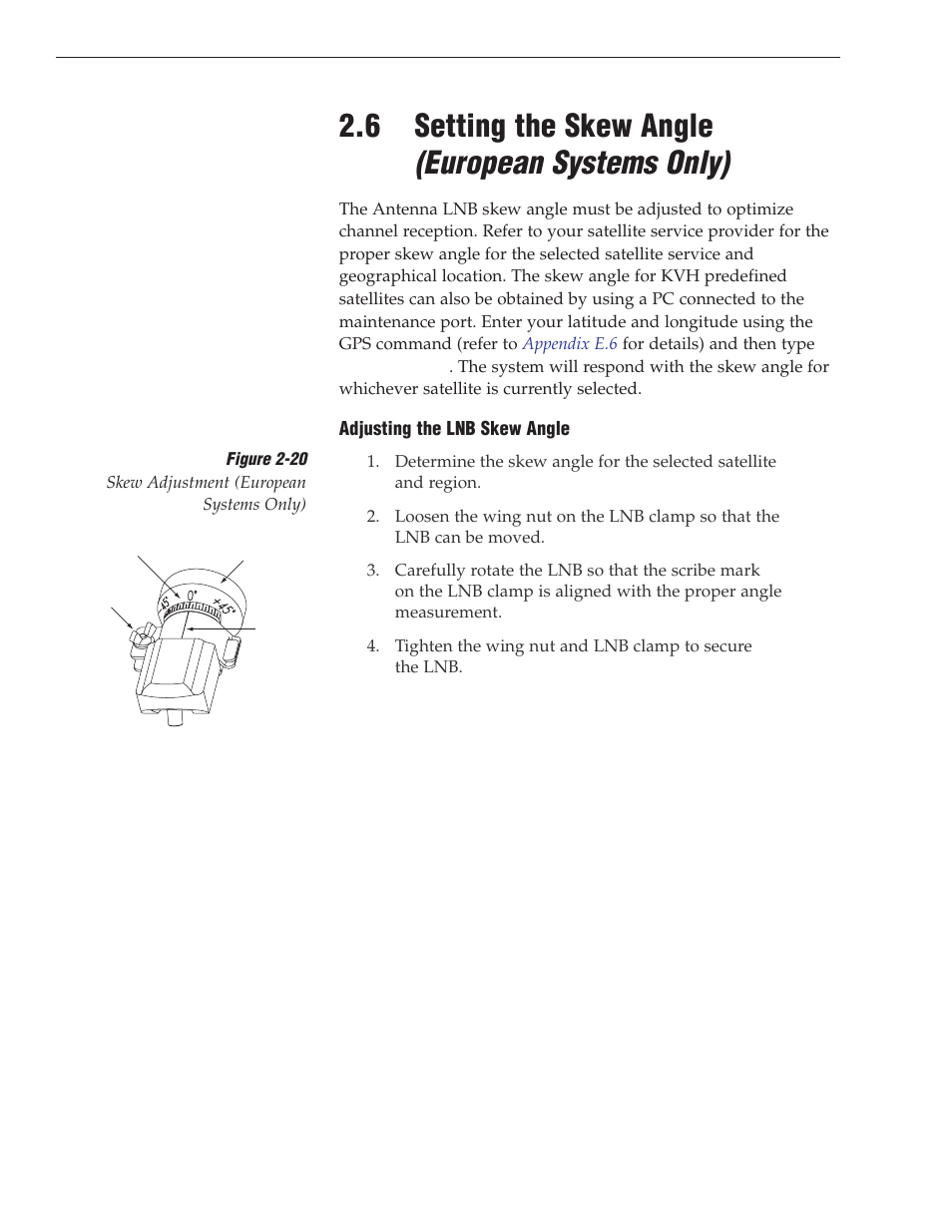 6 - setting the skew angle (european systems only), 6 setting the skew angle (european systems only) | KVH Industries TracVision S3 User Manual | Page 35 / 77