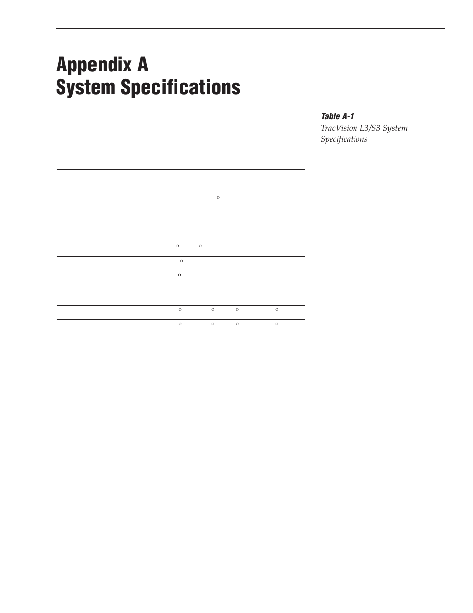 Appendix a - system specifications, Appendices, Appendix a system specifications | KVH Industries TracVision S3 User Manual | Page 60 / 77