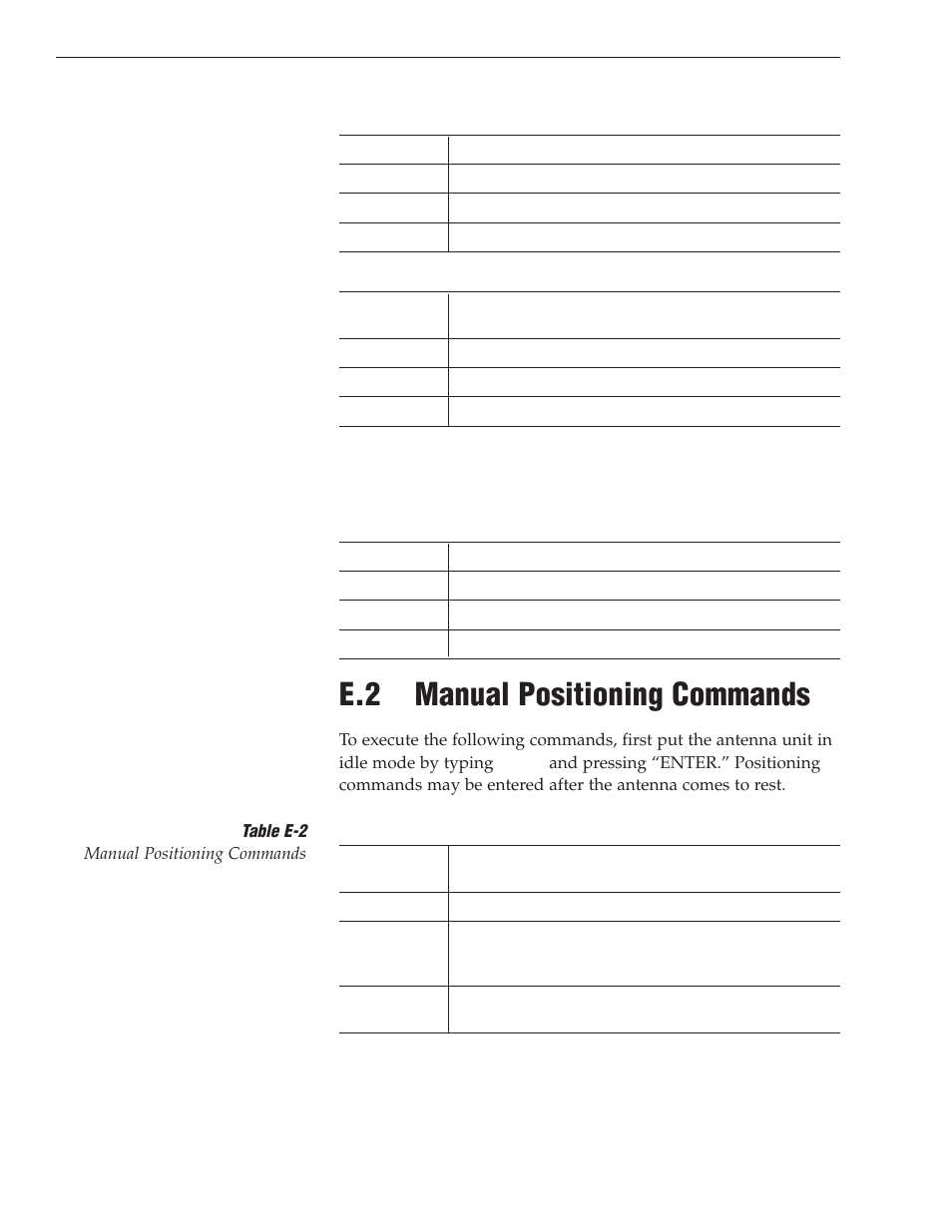 E.2 - manual positioning commands, E.2 manual positioning commands | KVH Industries TracVision S3 User Manual | Page 68 / 77