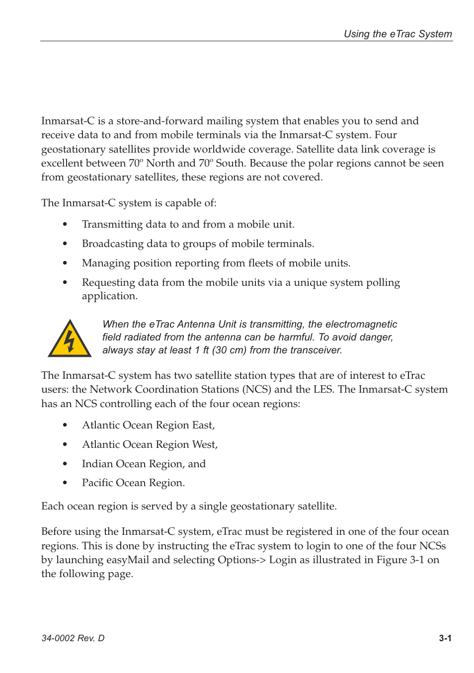 3 - using the etrac system, 1 - an overview of the inmarsat-c service, 3using the etrac system | 1 an overview of the inmarsat-c service | KVH Industries eTrac User Manual | Page 23 / 37