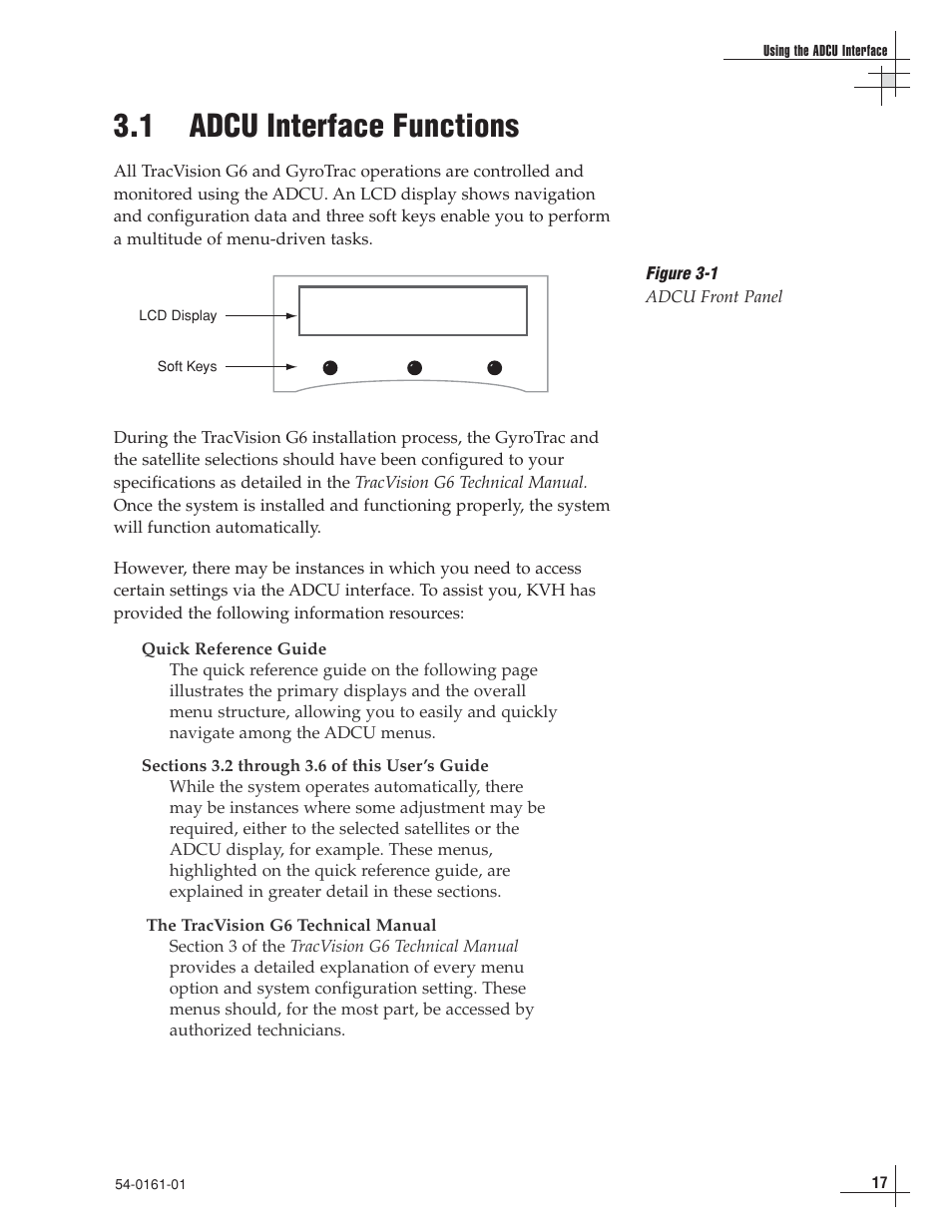 1 - adcu interface functions, 1 adcu interface functions | KVH Industries KVH TracVision TracVision G6 User Manual | Page 16 / 30