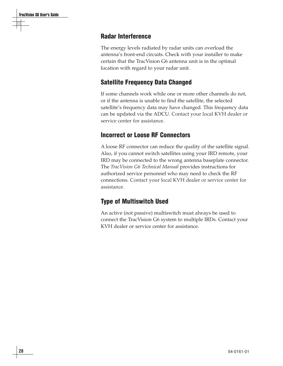 KVH Industries KVH TracVision TracVision G6 User Manual | Page 26 / 30