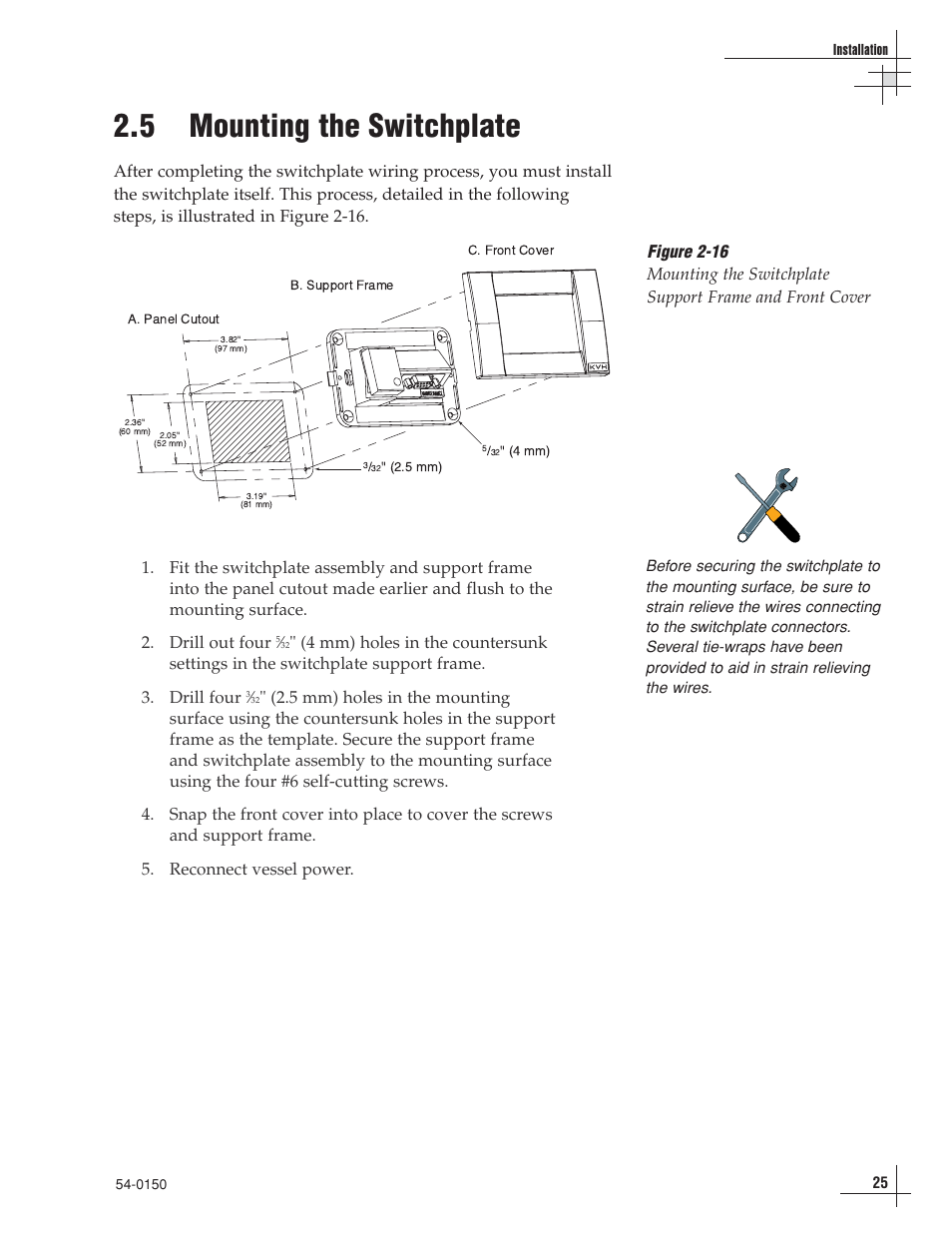 5 - mounting the switchplate, 5 mounting the switchplate | KVH Industries TracVision 4 User Manual | Page 29 / 88